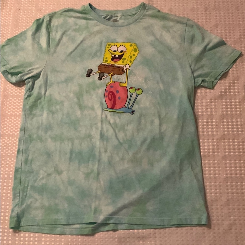 Women’s SpongeBob green tye-dye t-shirt, size Small.